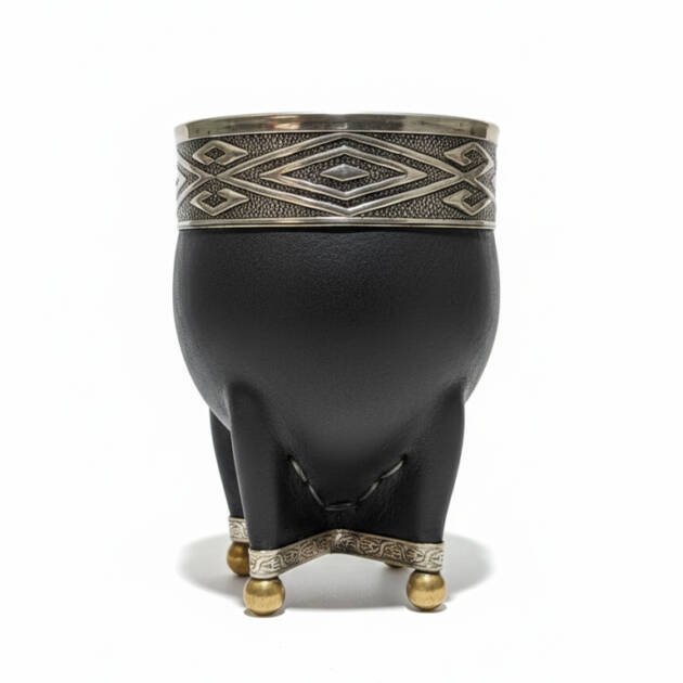Mate Imperial Cuero con Base de Alpaca y Bronce